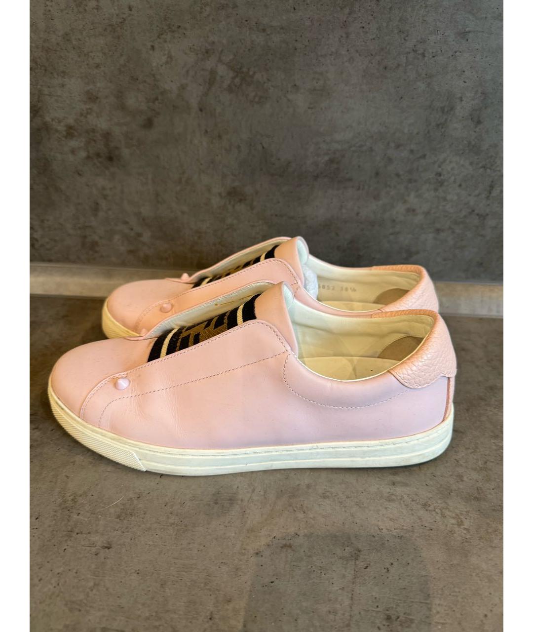 FENDI Розовые кожаные кеды, фото 7