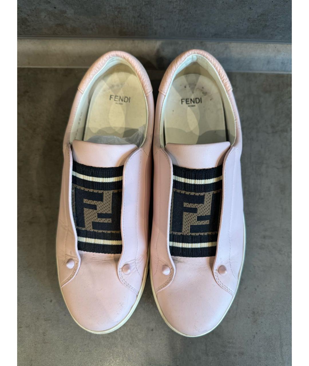 FENDI Розовые кожаные кеды, фото 6