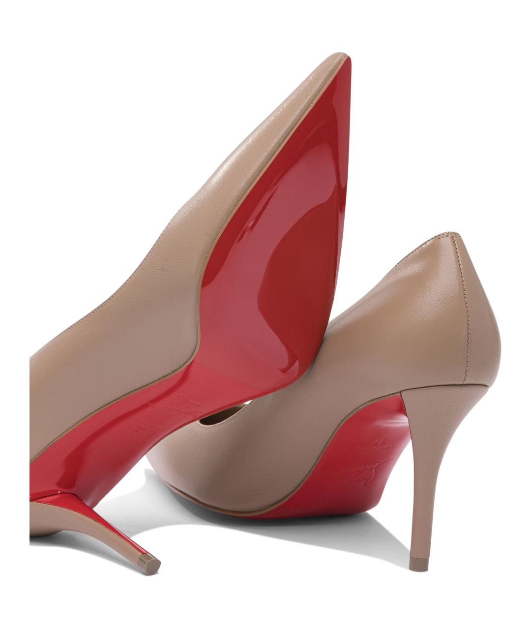 CHRISTIAN LOUBOUTIN Бежевые кожаные туфли, фото 5