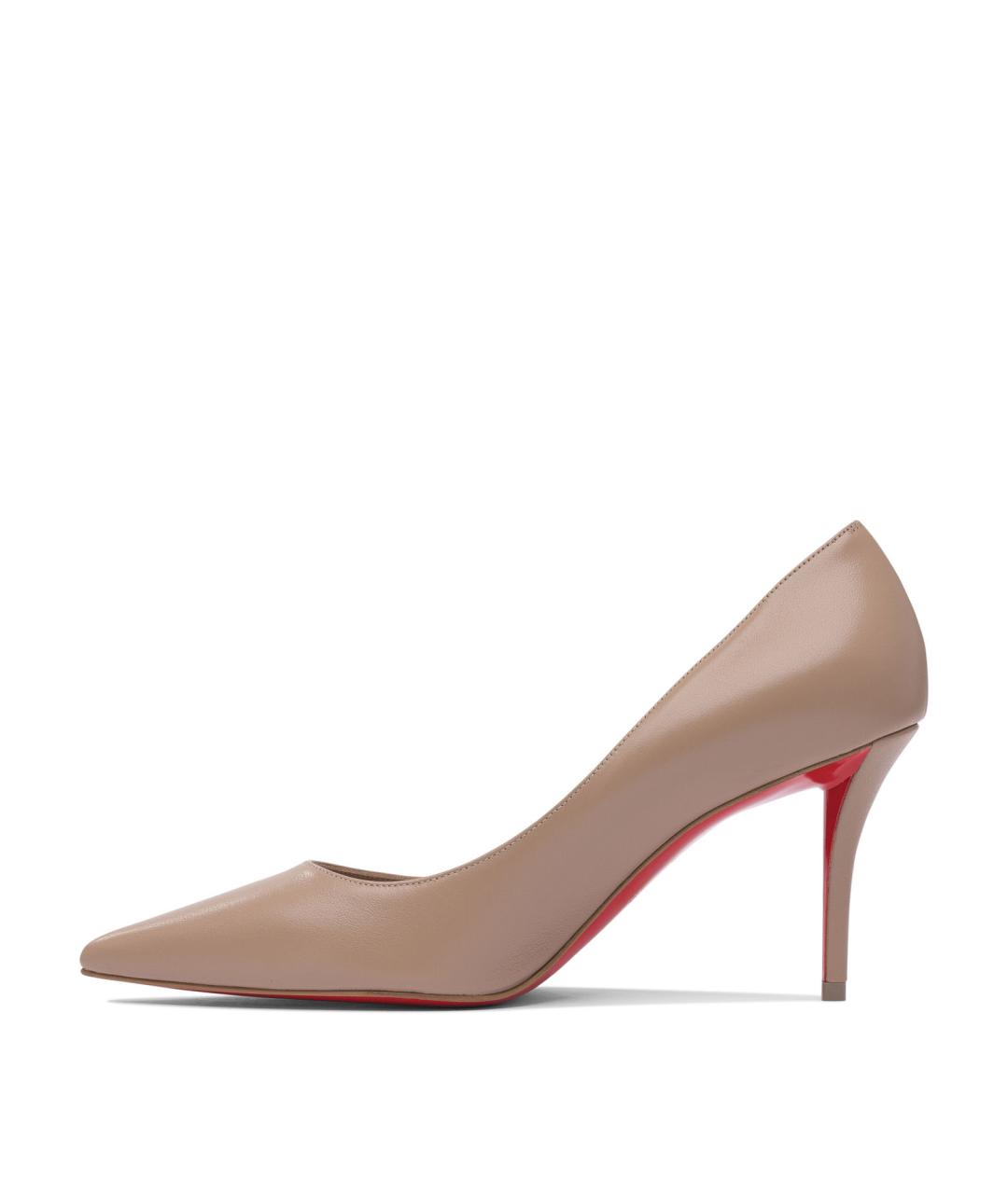 CHRISTIAN LOUBOUTIN Бежевые кожаные туфли, фото 3