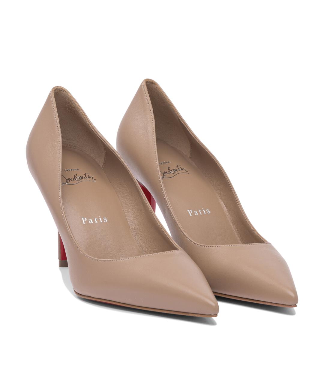 CHRISTIAN LOUBOUTIN Бежевые кожаные туфли, фото 2