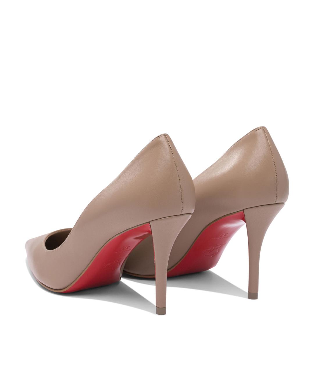 CHRISTIAN LOUBOUTIN Бежевые кожаные туфли, фото 4