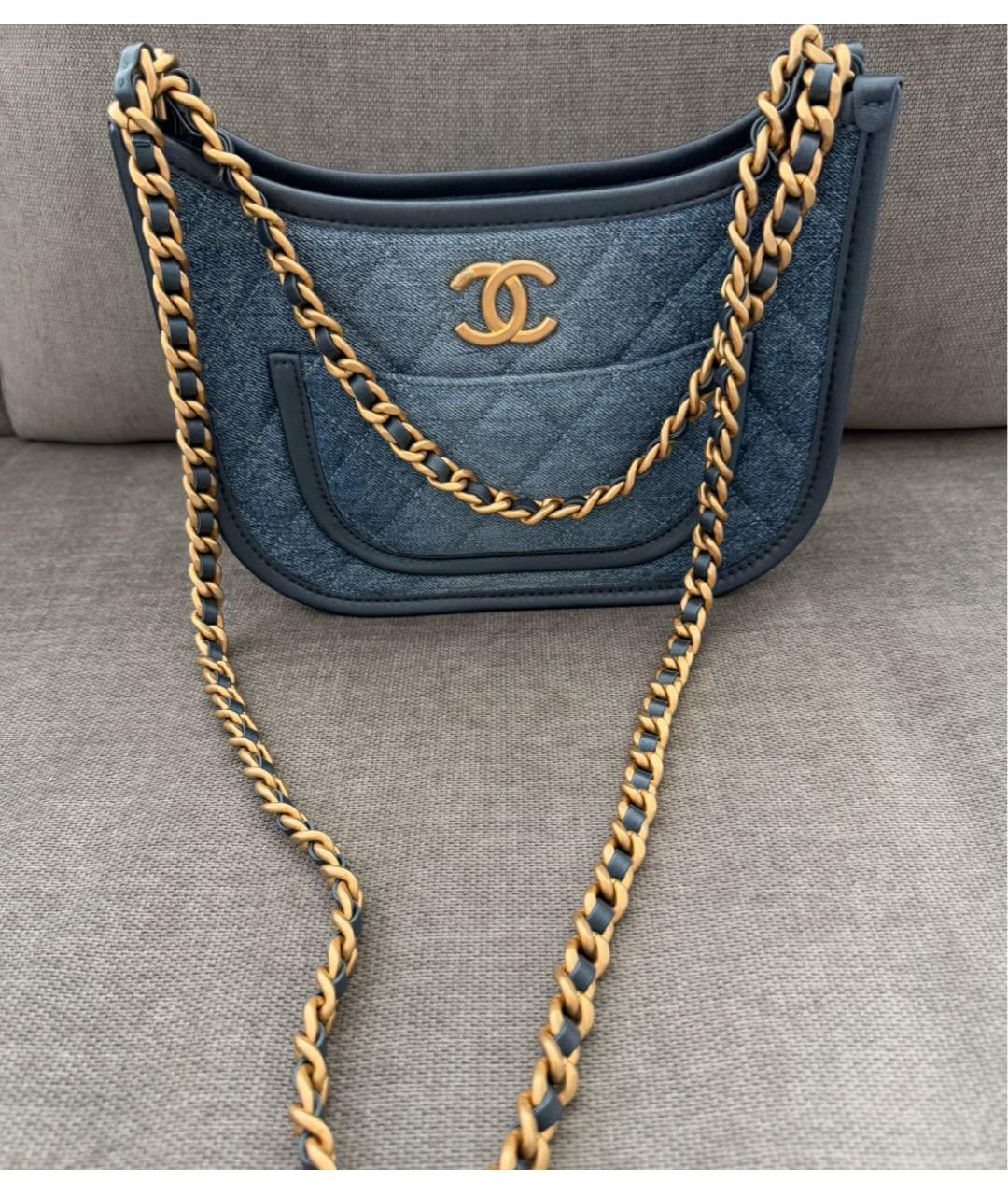 CHANEL Синяя деним сумка через плечо, фото 6