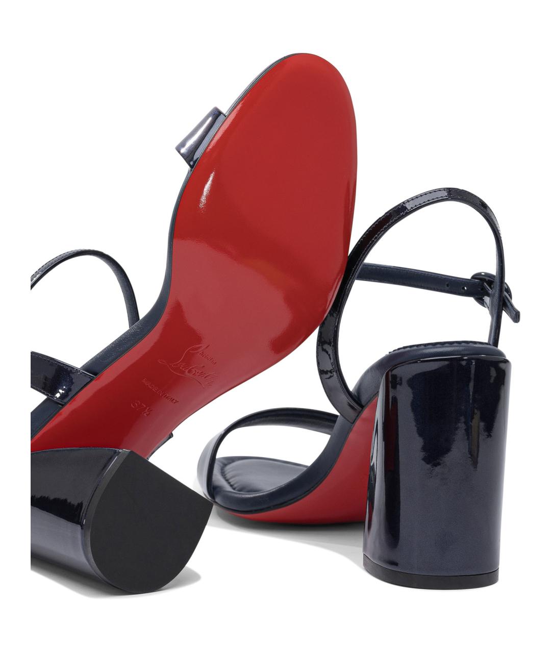 CHRISTIAN LOUBOUTIN Синие кожаные босоножки, фото 5