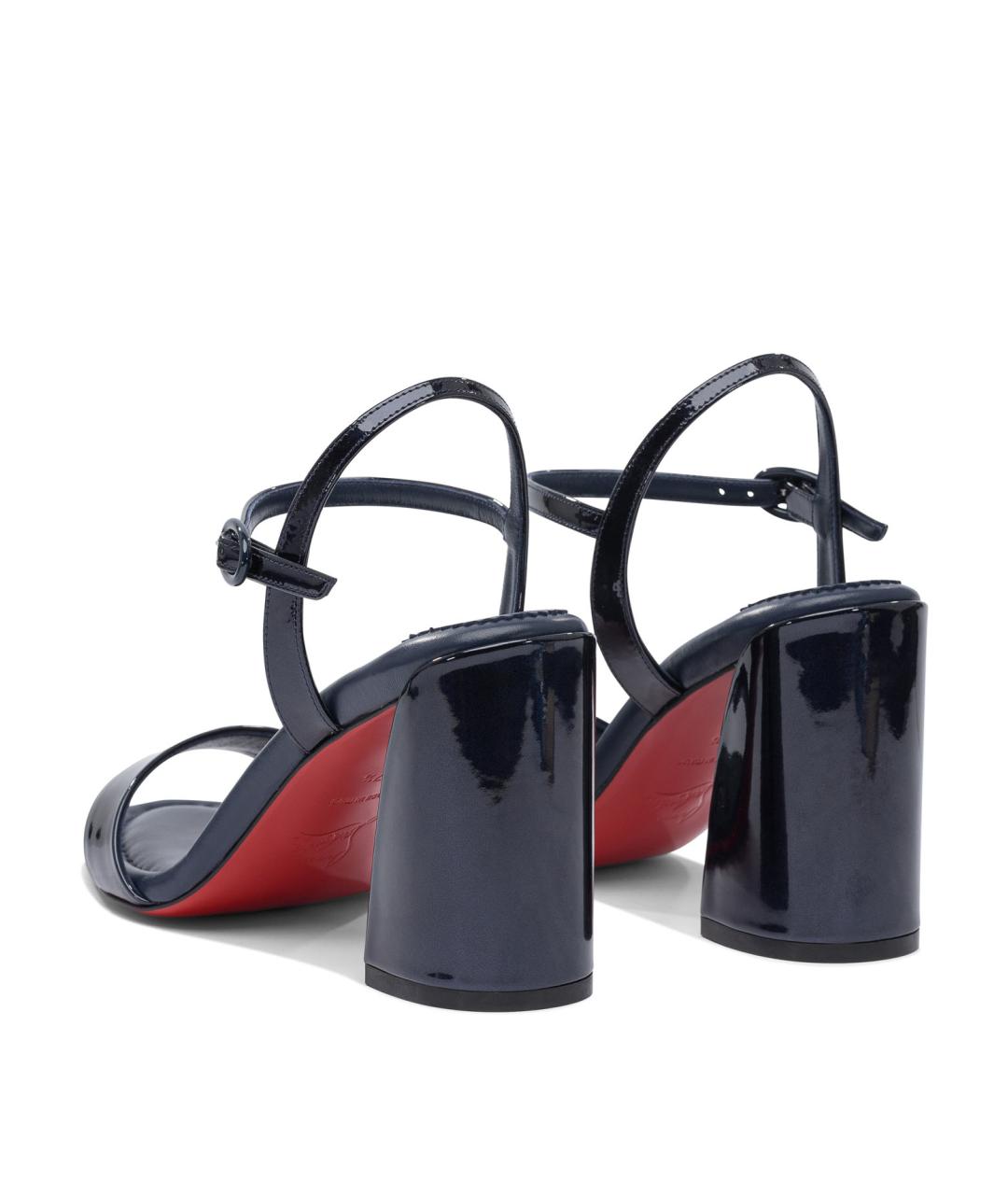 CHRISTIAN LOUBOUTIN Синие кожаные босоножки, фото 4