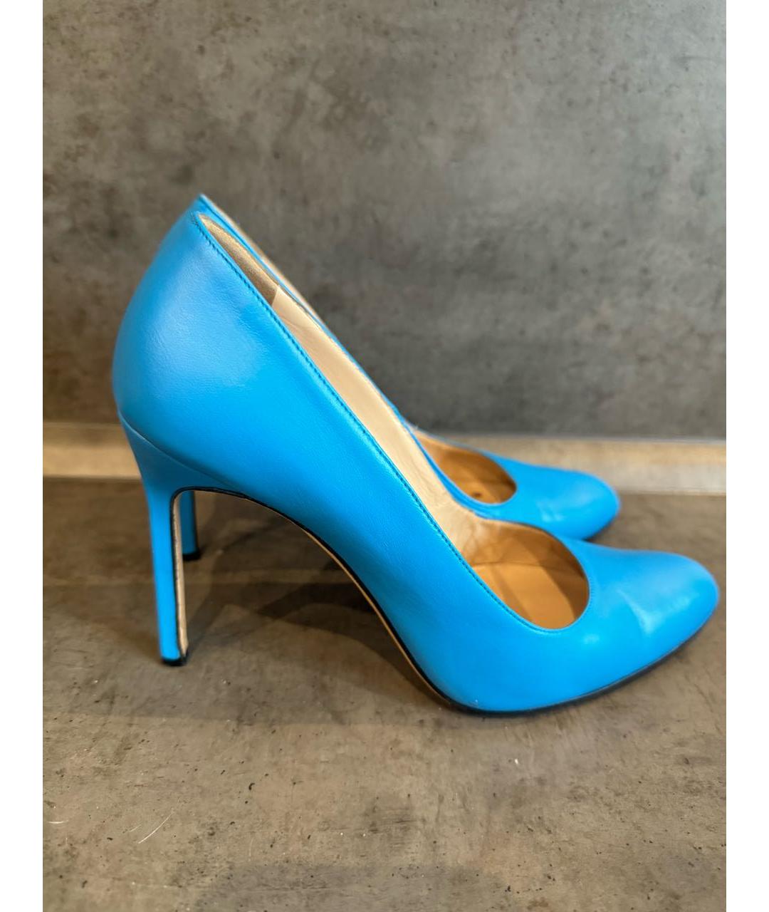 MANOLO BLAHNIK Голубые кожаные туфли, фото 6