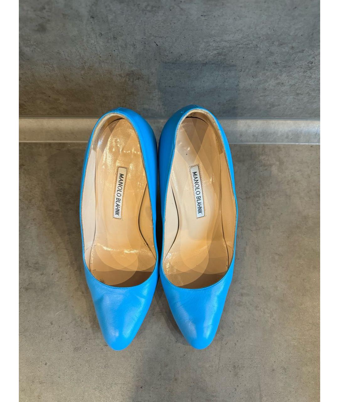 MANOLO BLAHNIK Голубые кожаные туфли, фото 3