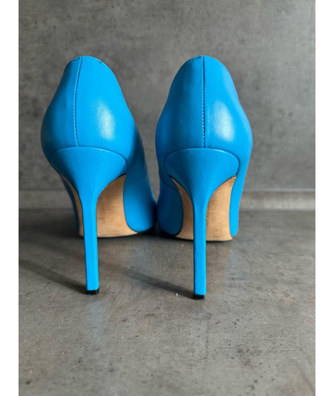 MANOLO BLAHNIK Голубые кожаные туфли, фото 4