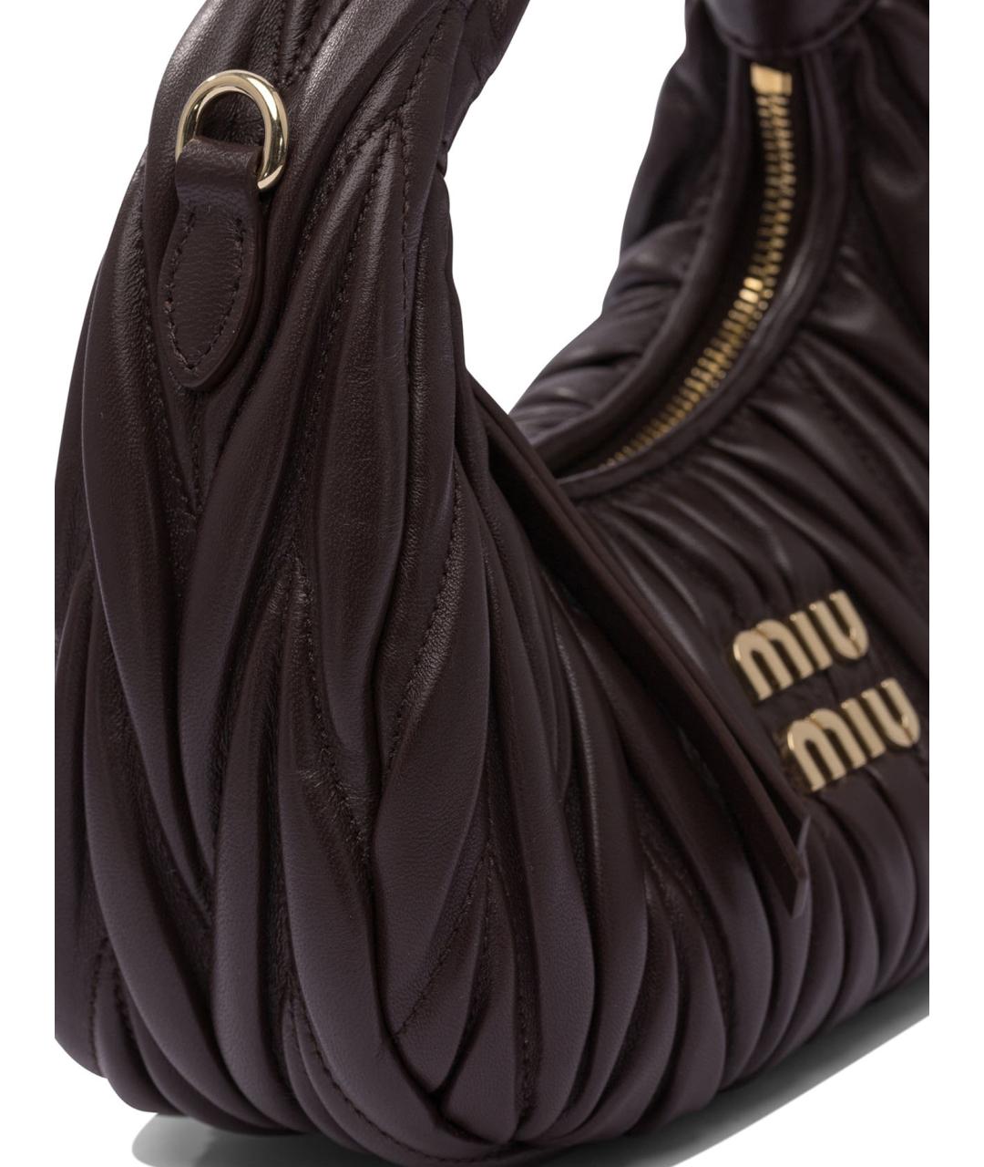 MIU MIU Коричневая кожаная сумка с короткими ручками, фото 4