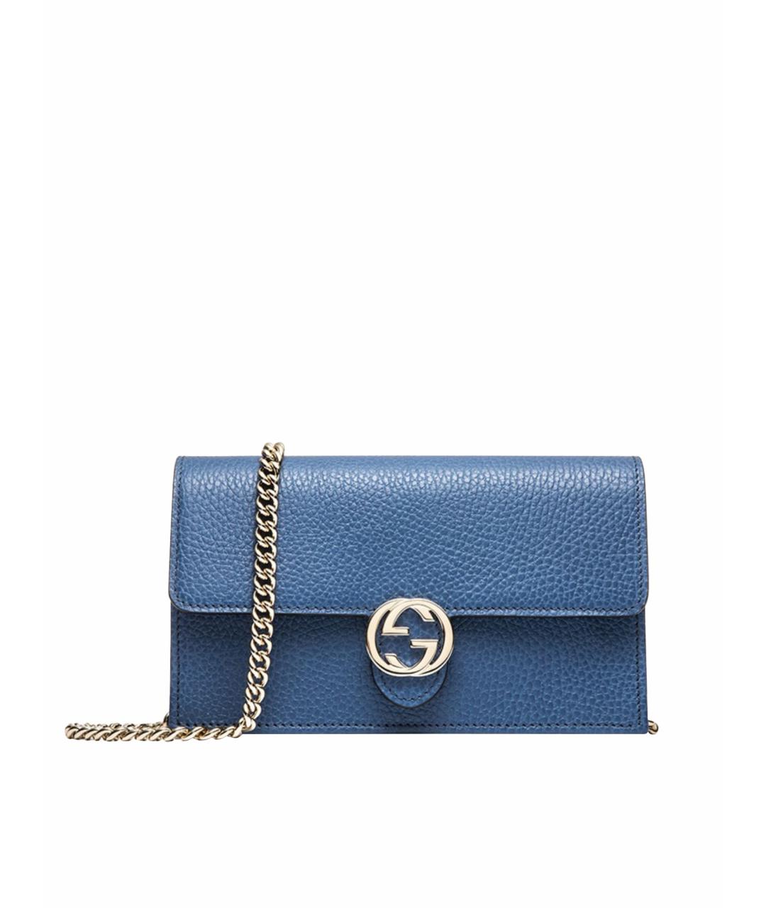GUCCI Голубая кожаная сумка через плечо, фото 1