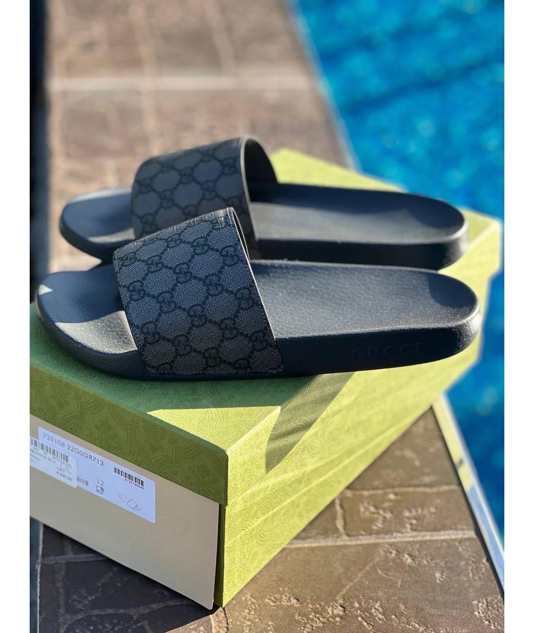 GUCCI Черные шлепанцы, фото 6