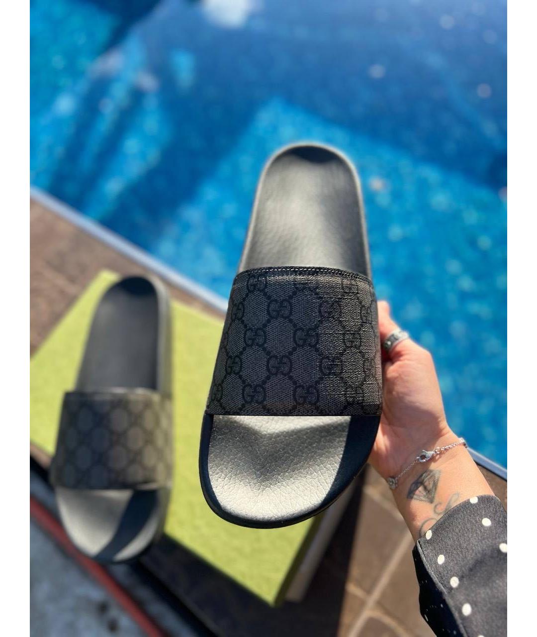GUCCI Черные шлепанцы, фото 3