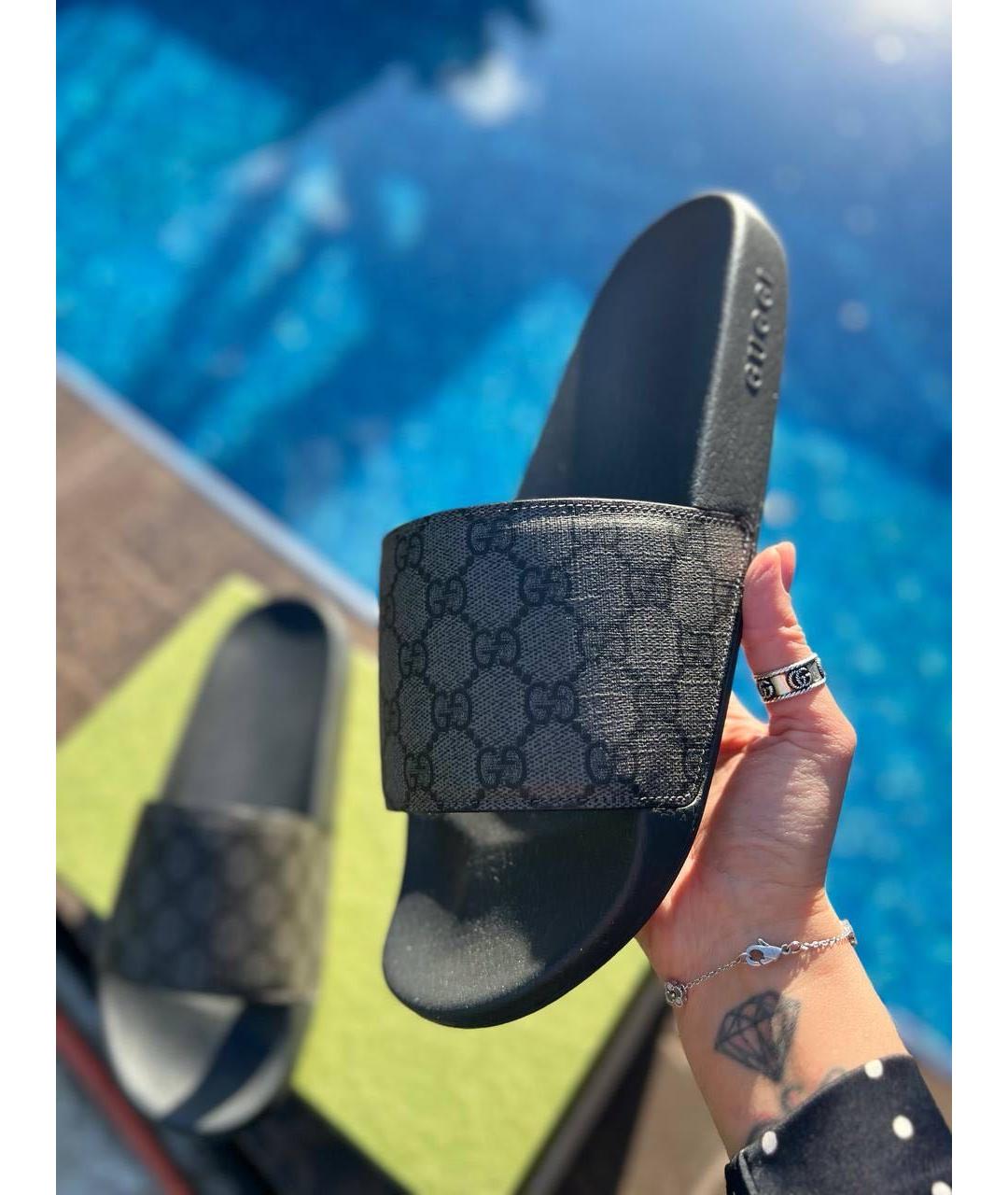 GUCCI Черные шлепанцы, фото 4