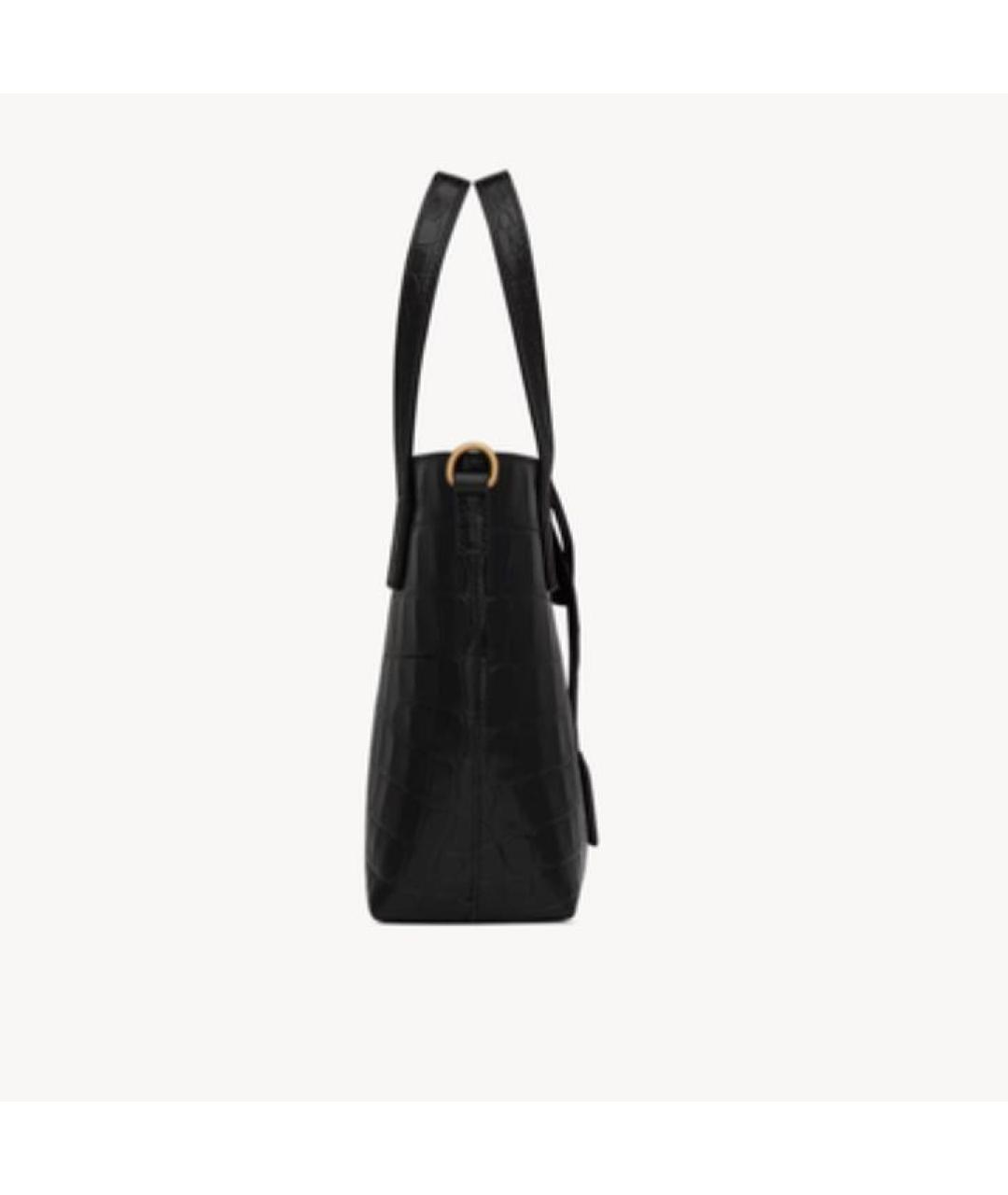SAINT LAURENT Черная кожаная сумка с короткими ручками, фото 5