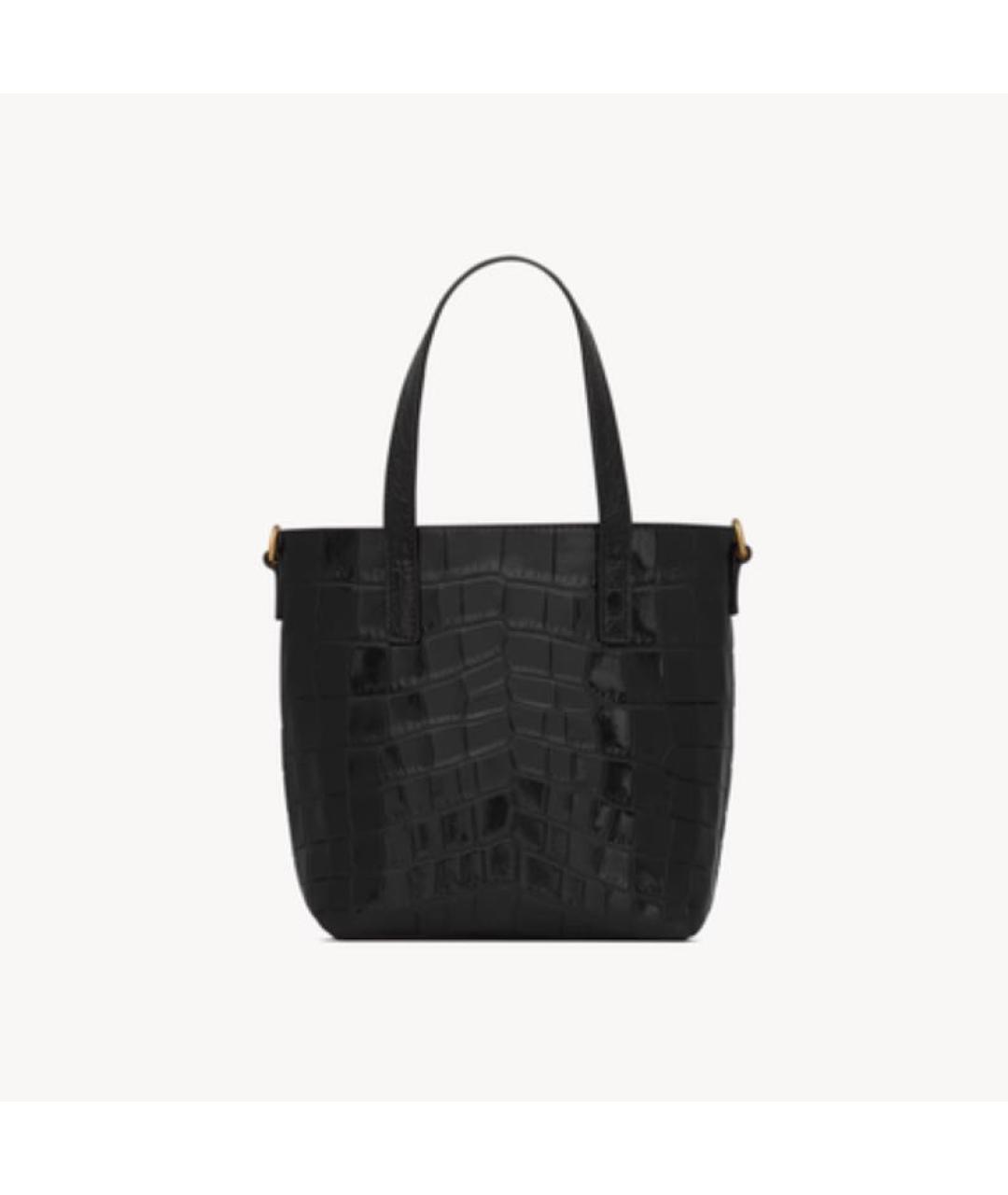 SAINT LAURENT Черная кожаная сумка с короткими ручками, фото 4