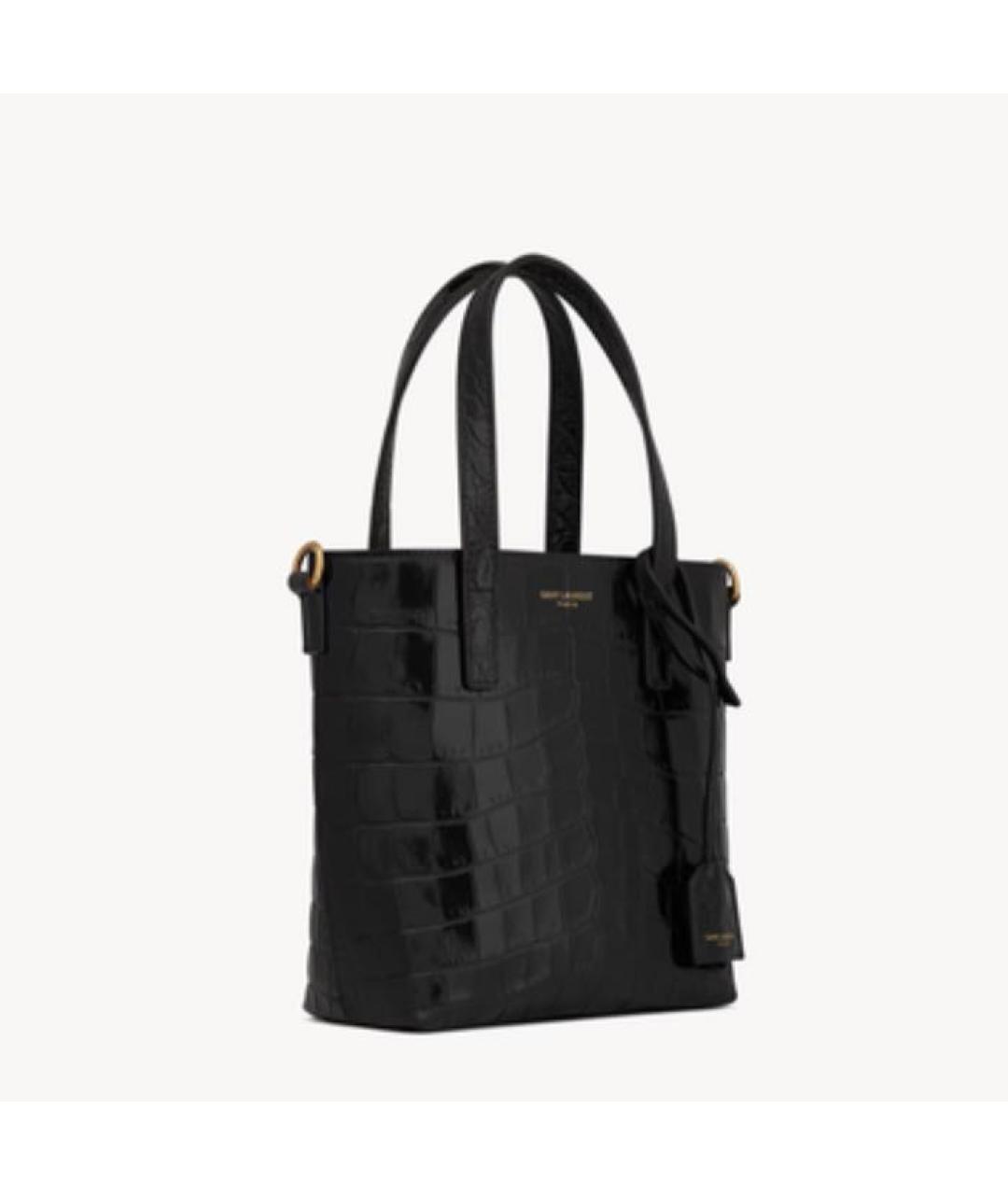 SAINT LAURENT Черная кожаная сумка с короткими ручками, фото 6
