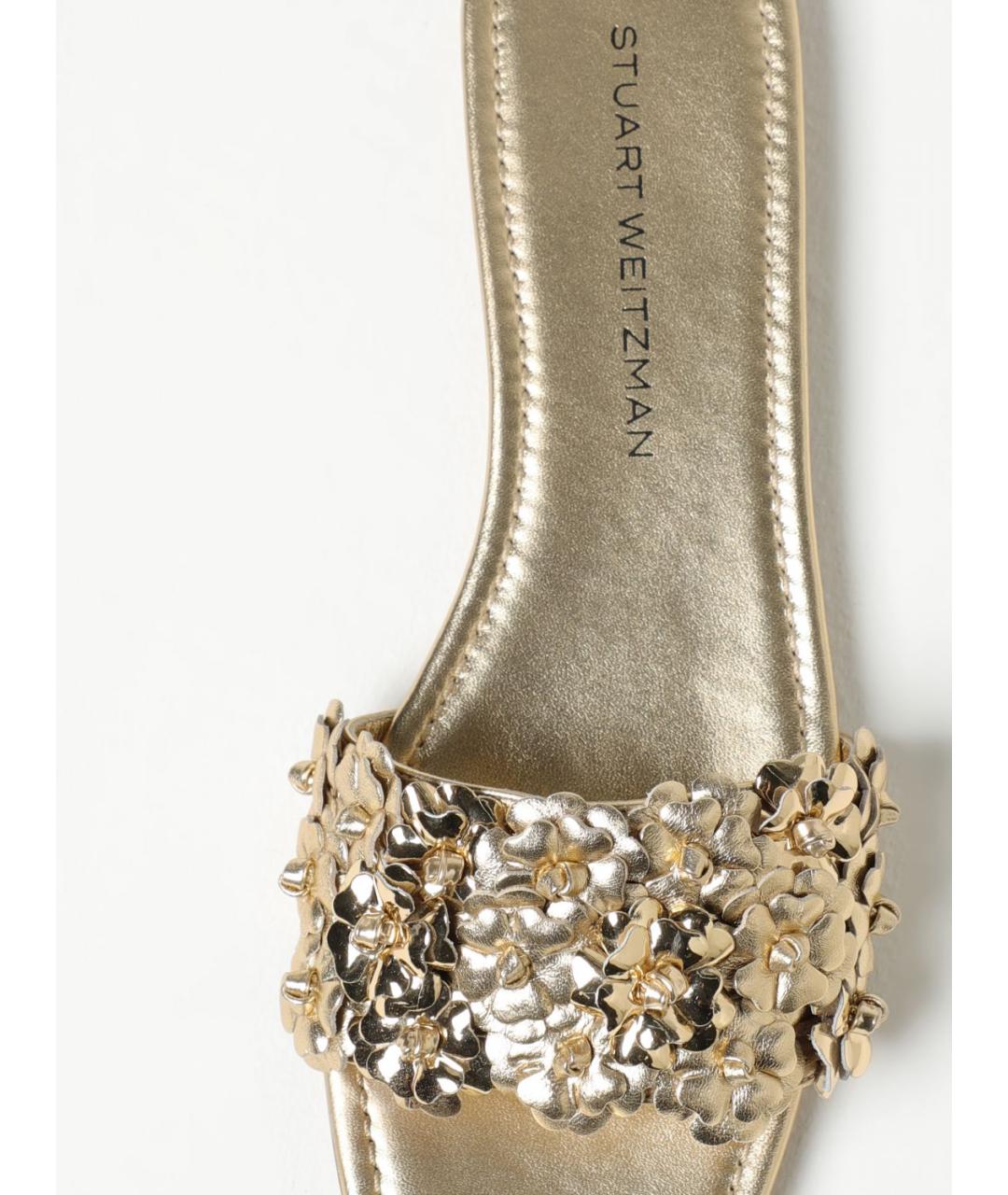 STUART WEITZMAN Золотые кожаные сандалии, фото 4