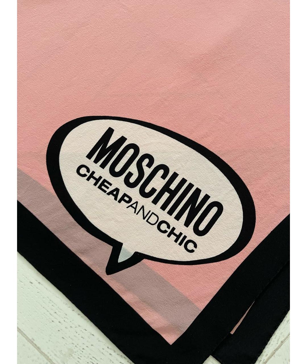 MOSCHINO Розовый шелковый платок, фото 2