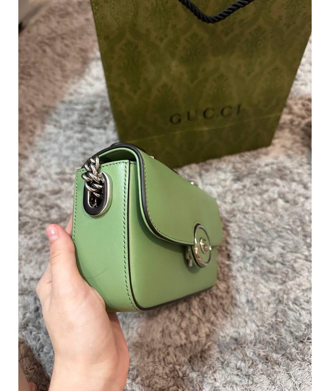 GUCCI Зеленая кожаная сумка через плечо, фото 6