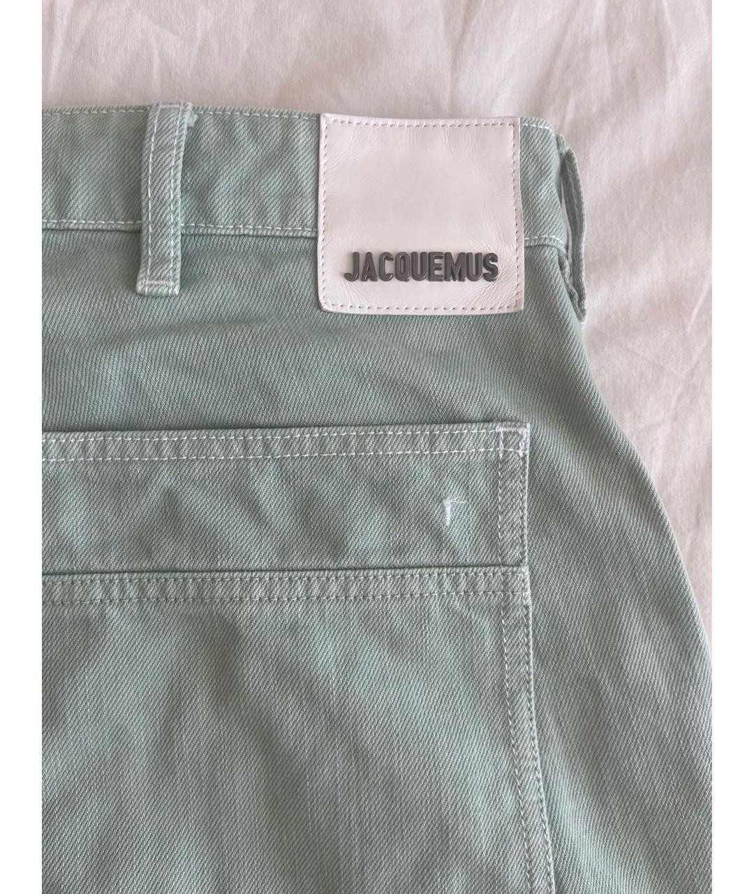 JACQUEMUS Зеленые хлопковые прямые джинсы, фото 4