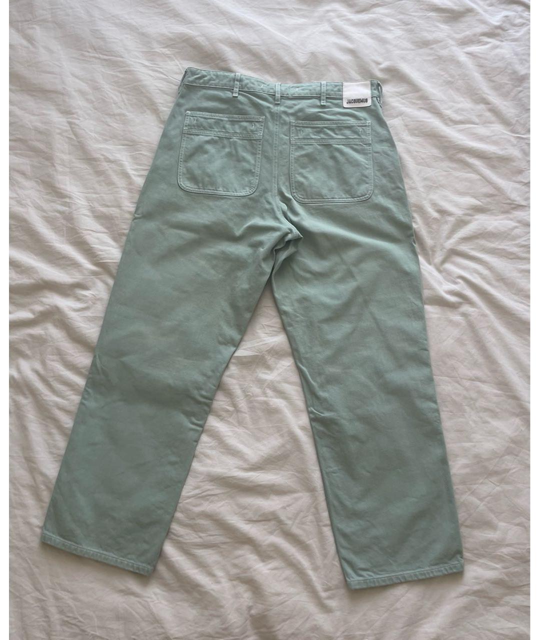 JACQUEMUS Зеленые хлопковые прямые джинсы, фото 2