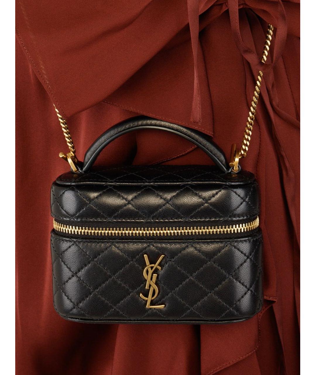 SAINT LAURENT Черная кожаная сумка через плечо, фото 5