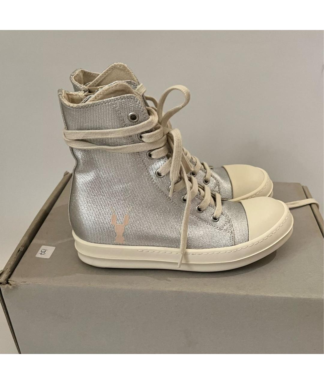 RICK OWENS DRKSHDW Серебряные кеды, фото 3