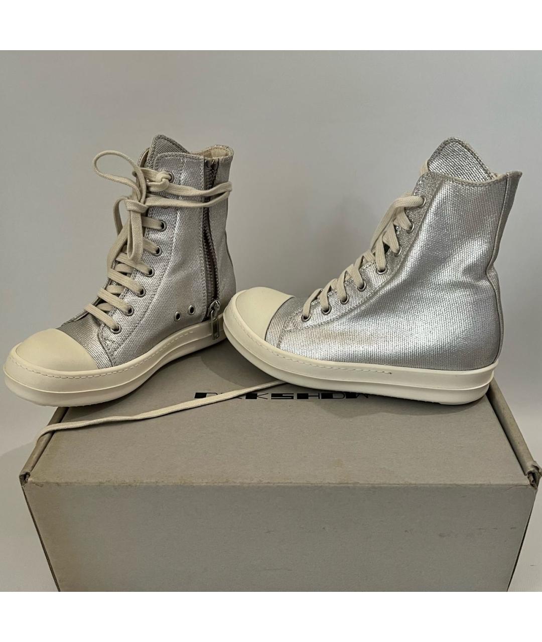 RICK OWENS DRKSHDW Серебряные кеды, фото 4