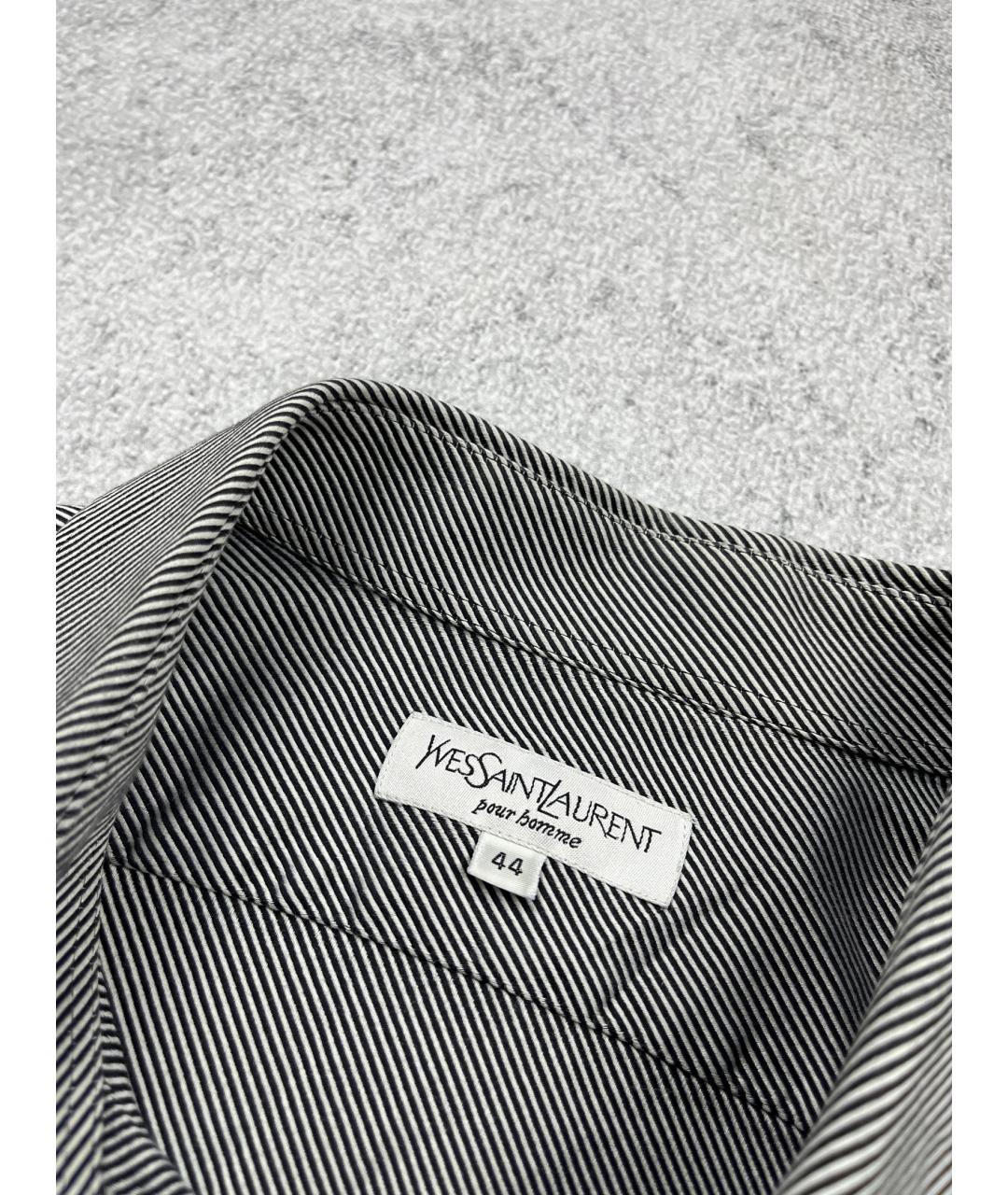SAINT LAURENT Серая хлопковая классическая рубашка, фото 3