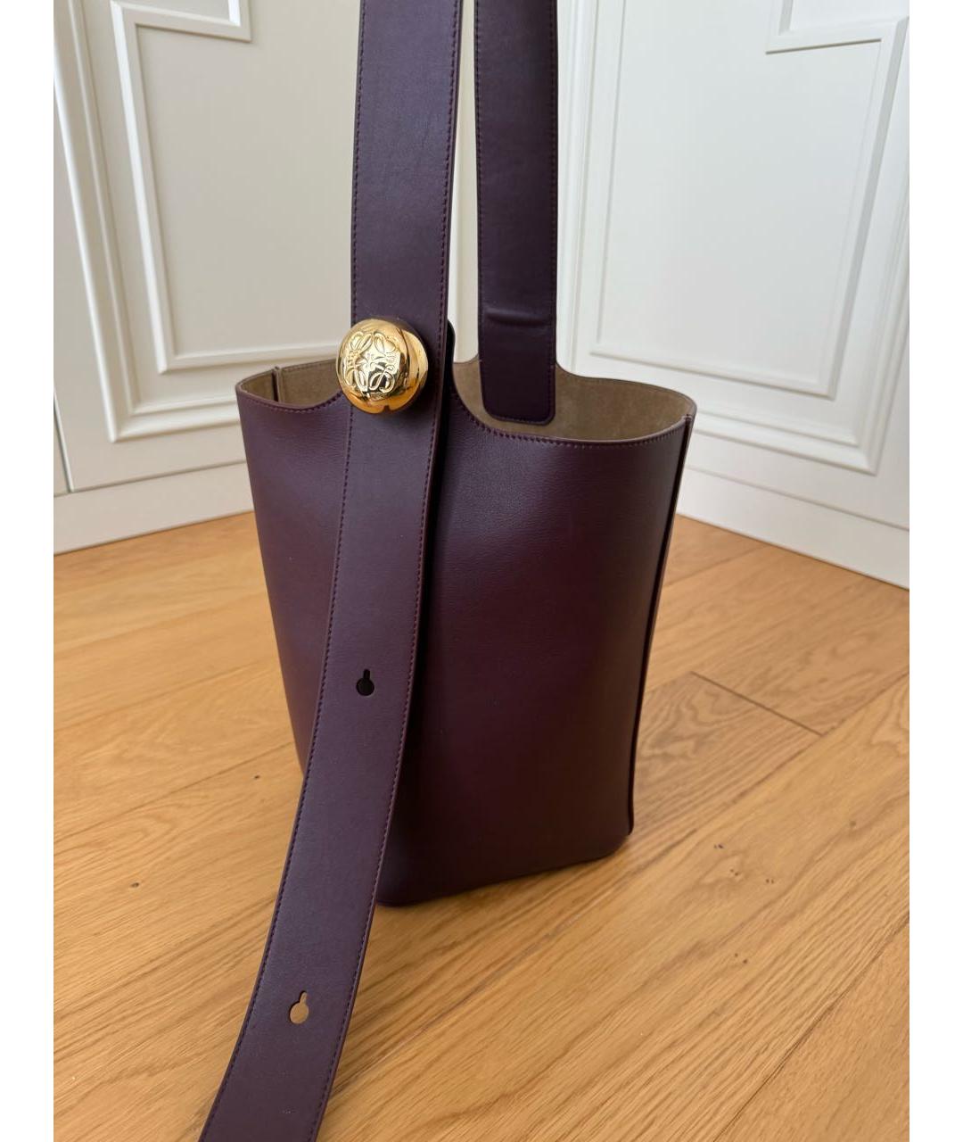 LOEWE Бордовая кожаная сумка через плечо, фото 6