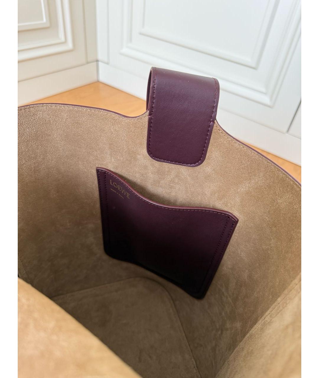 LOEWE Бордовая кожаная сумка через плечо, фото 4