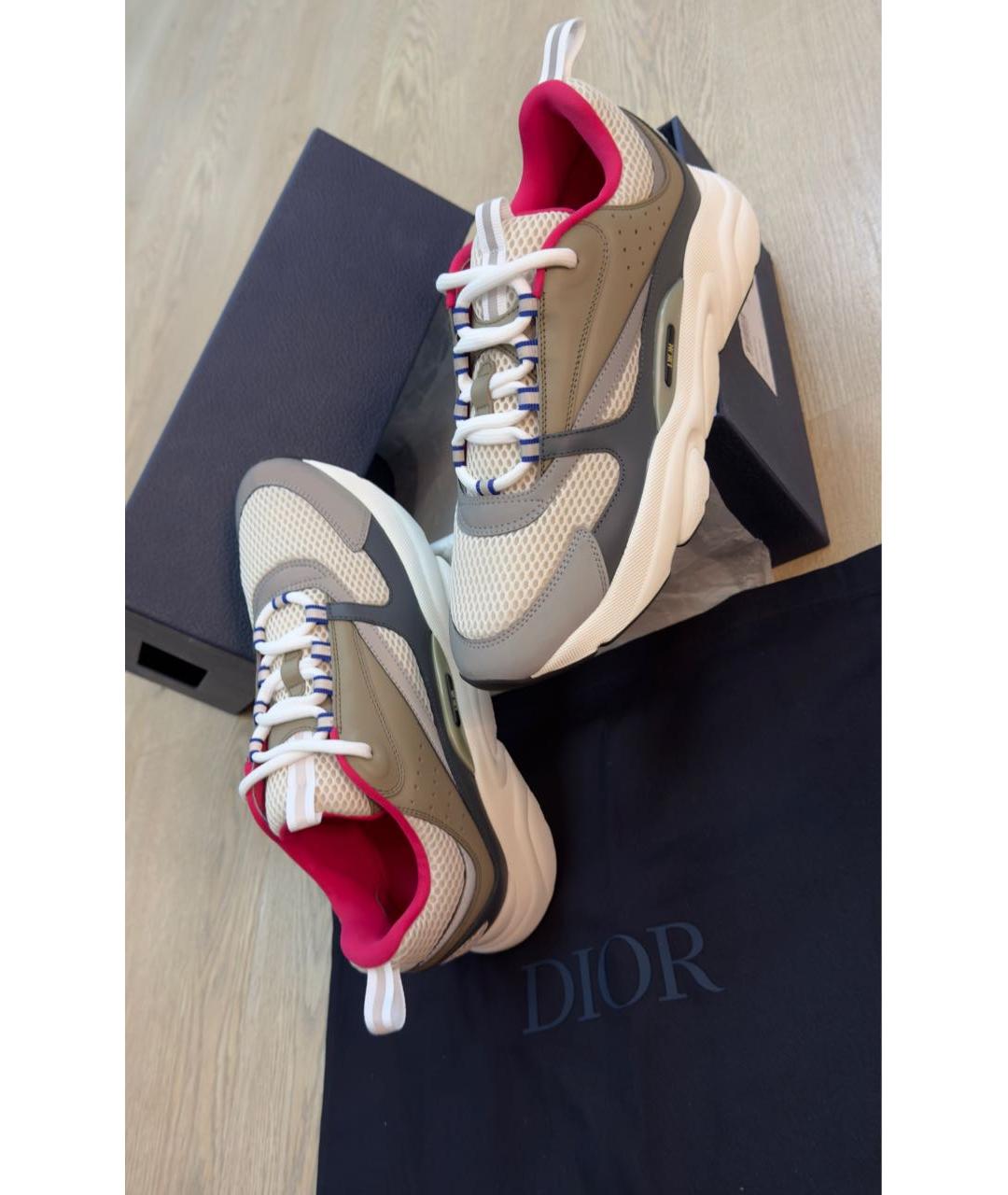 CHRISTIAN DIOR Серые кожаные низкие кроссовки / кеды, фото 8