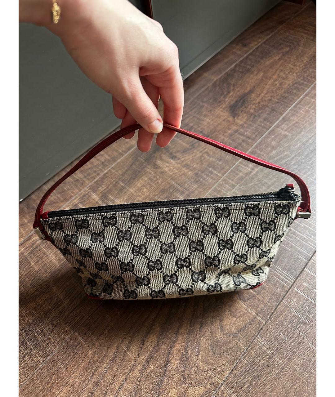 GUCCI Бежевая тканевая сумка с короткими ручками, фото 2
