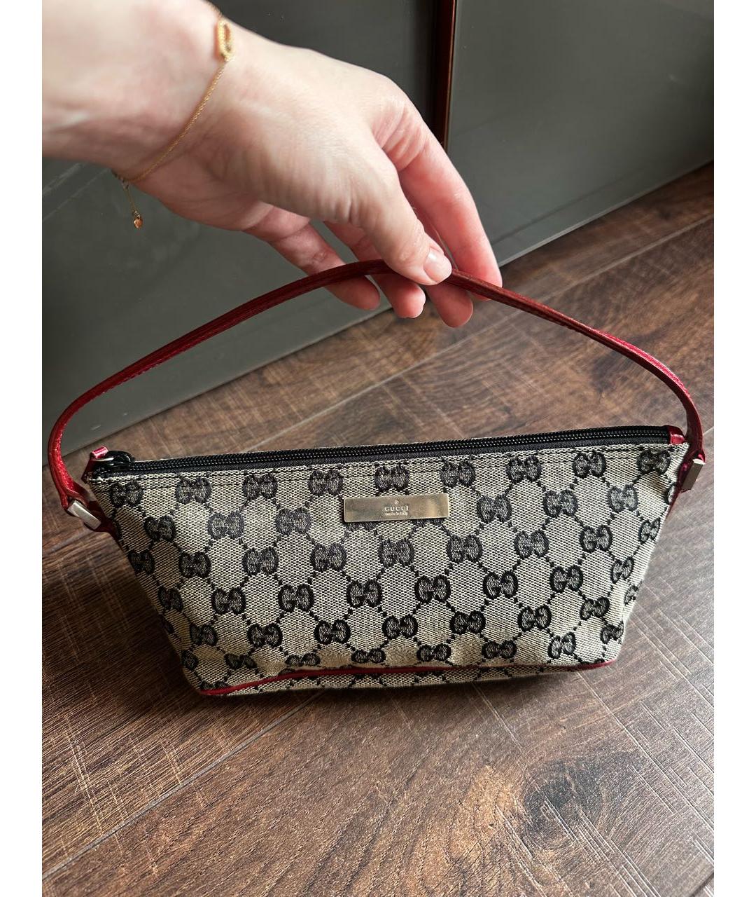 GUCCI Бежевая тканевая сумка с короткими ручками, фото 7