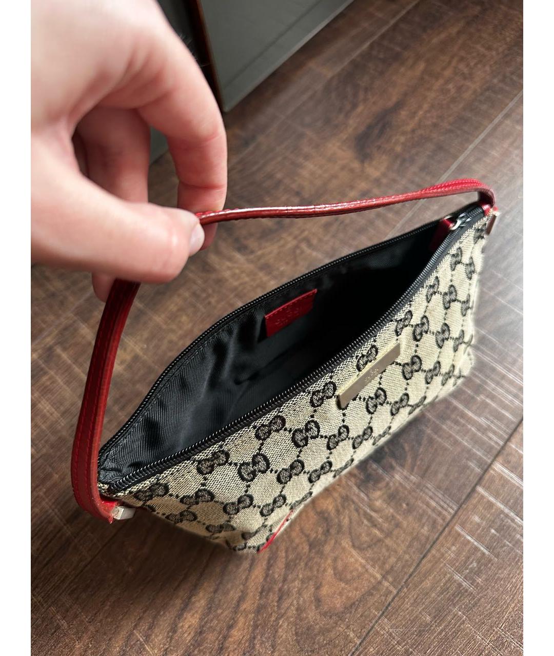 GUCCI Бежевая тканевая сумка с короткими ручками, фото 3