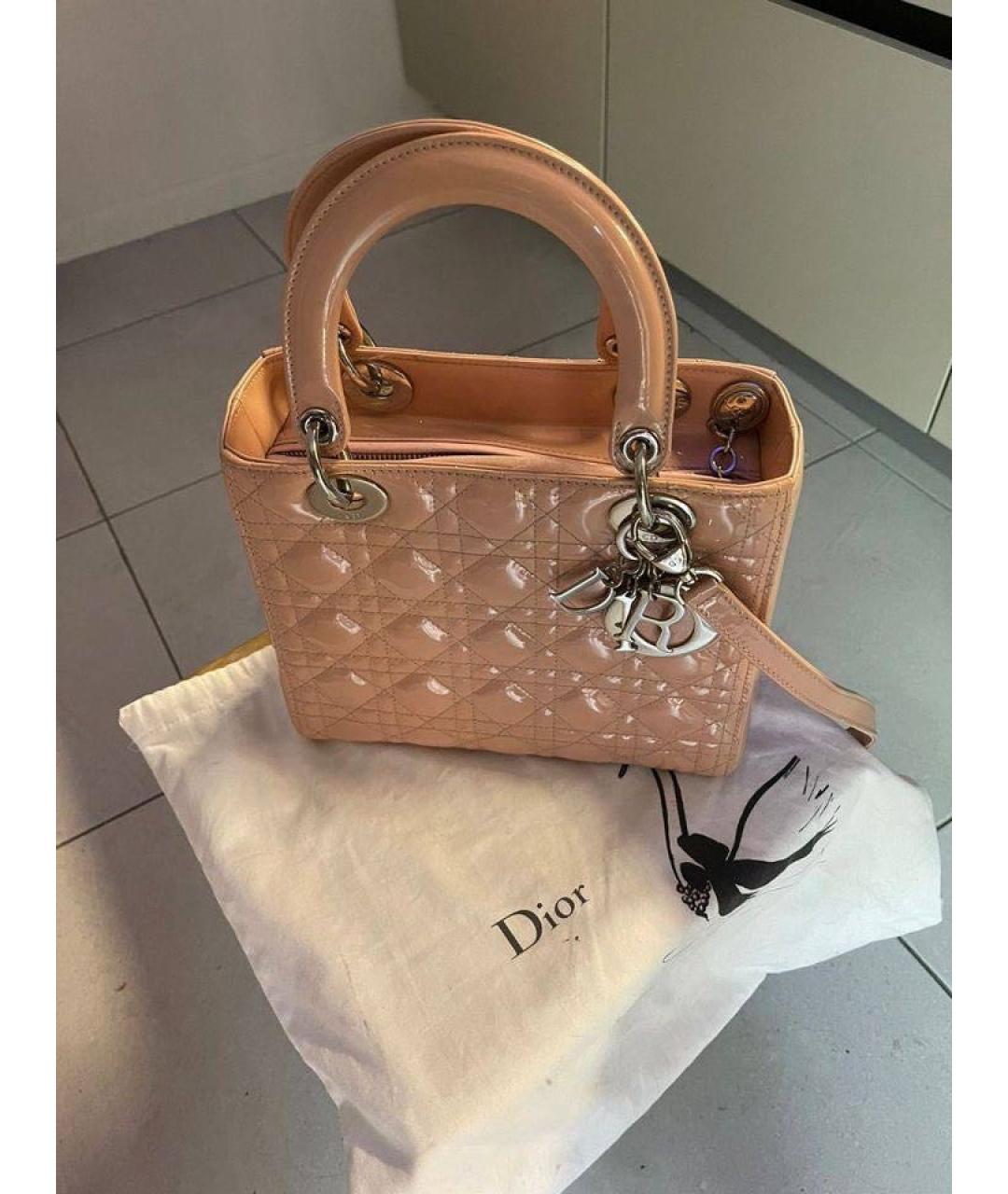 CHRISTIAN DIOR Розовая сумка с короткими ручками из лакированной кожи, фото 8