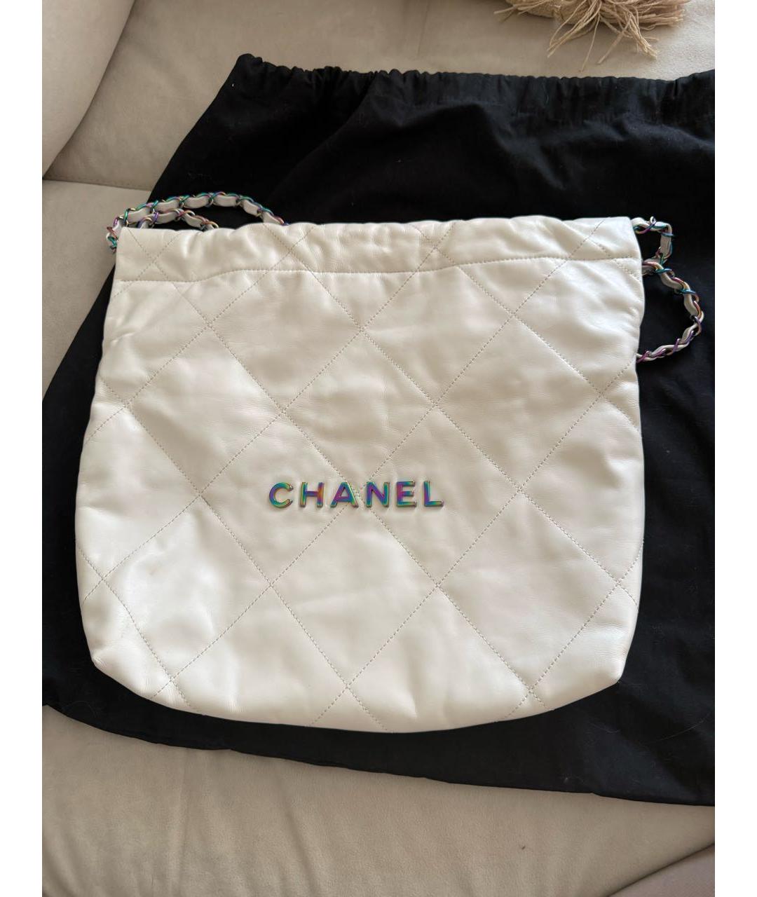 CHANEL Белая кожаная сумка тоут, фото 7