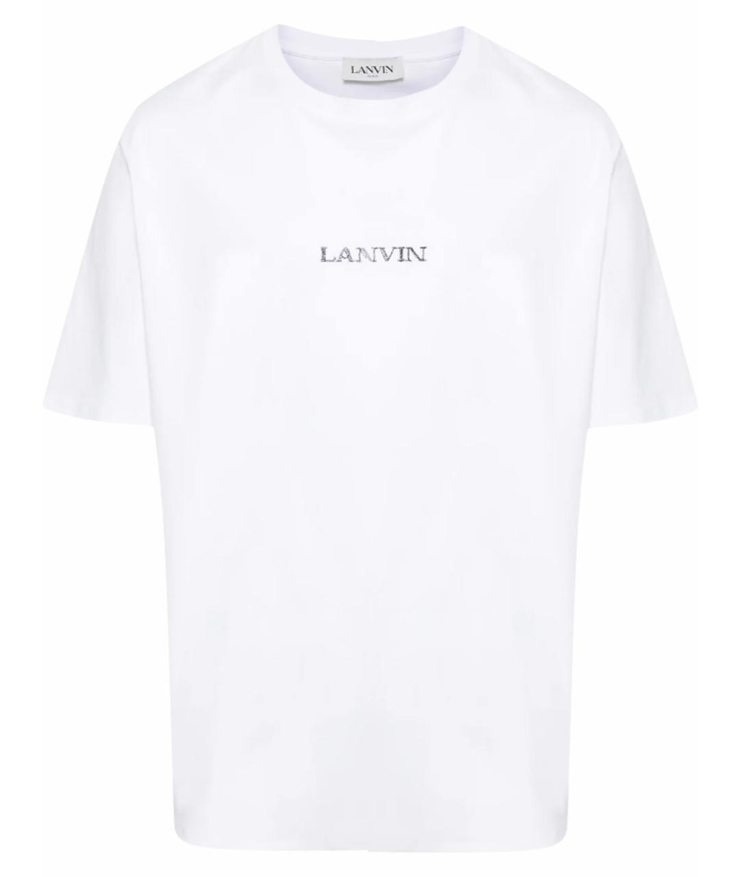 LANVIN Белая хлопко-полиэстеровая футболка, фото 1