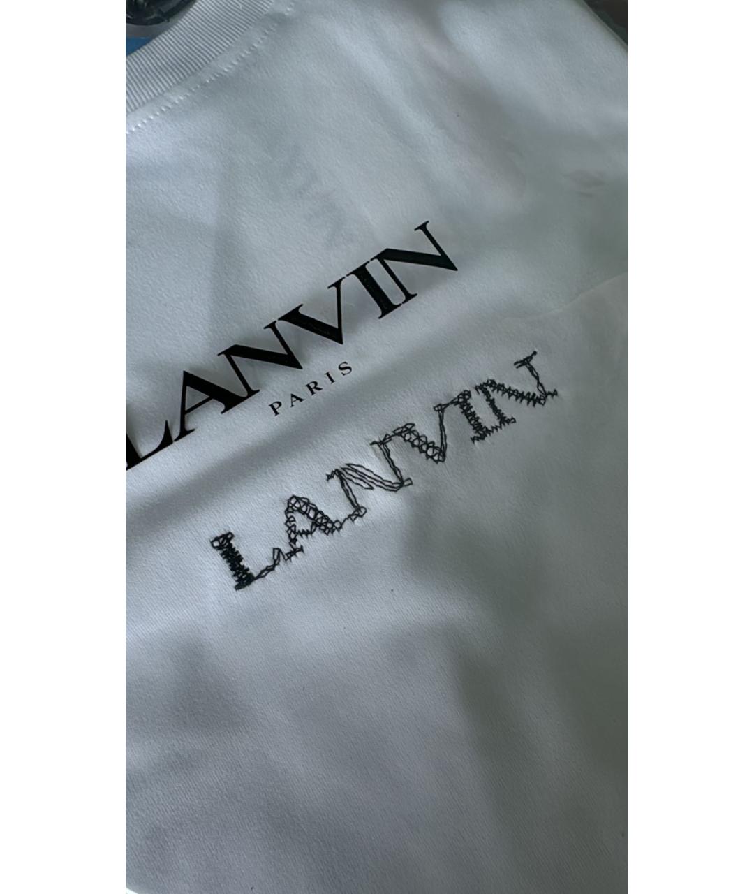 LANVIN Белая хлопко-полиэстеровая футболка, фото 4