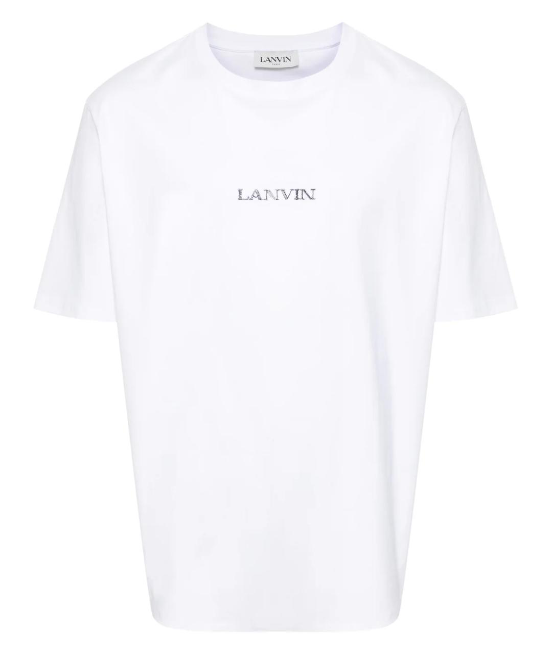 LANVIN Белая хлопко-полиэстеровая футболка, фото 5