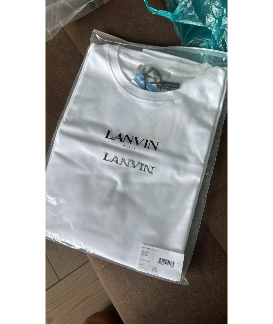 LANVIN Белая хлопко-полиэстеровая футболка, фото 3