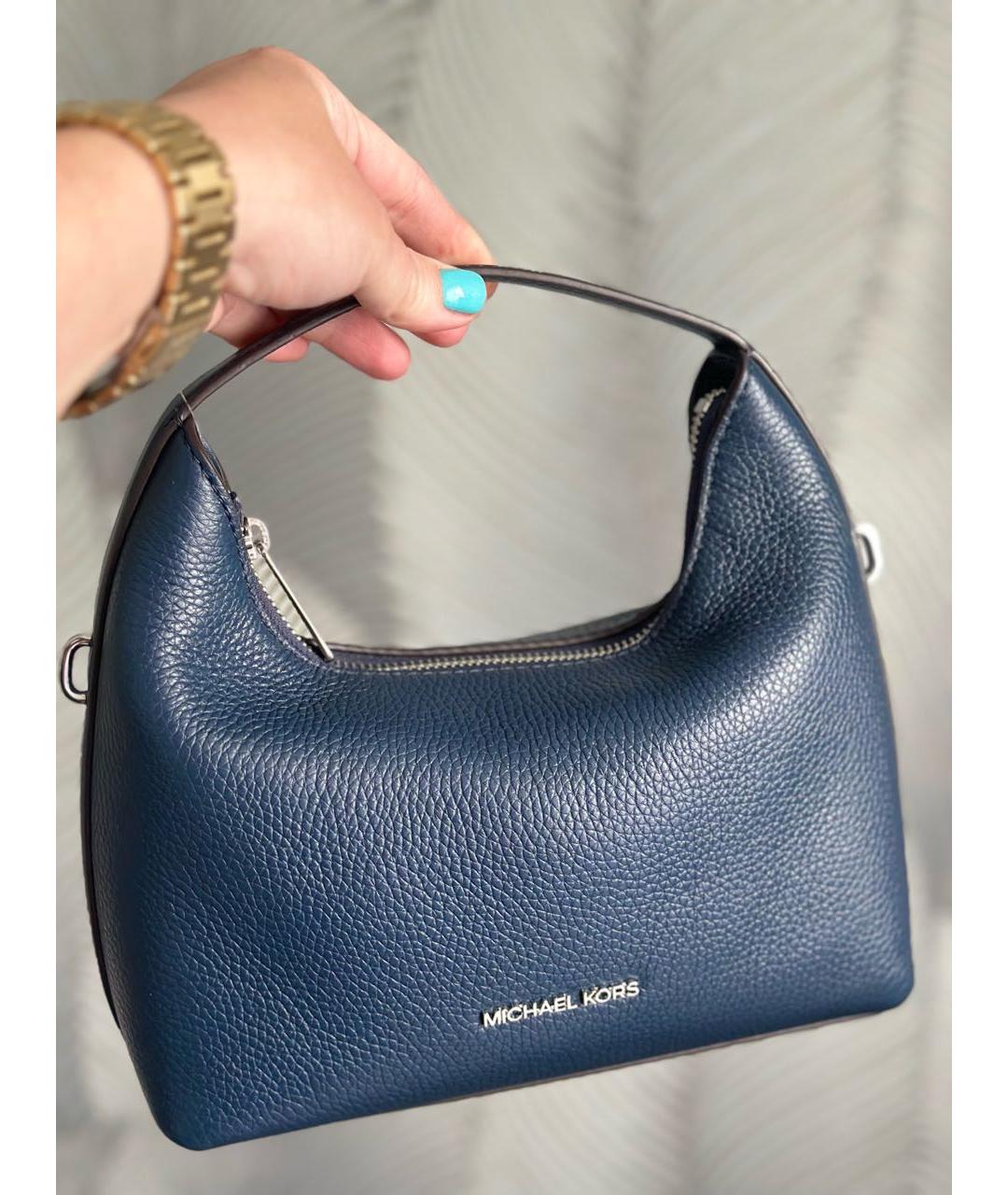 MICHAEL KORS Темно-синяя кожаная сумка через плечо, фото 9