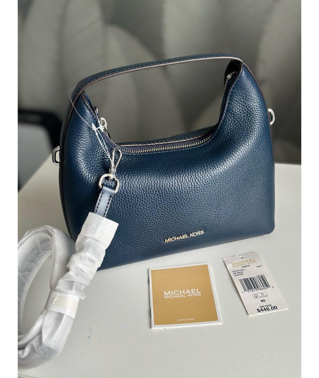 MICHAEL KORS Темно-синяя кожаная сумка через плечо, фото 8