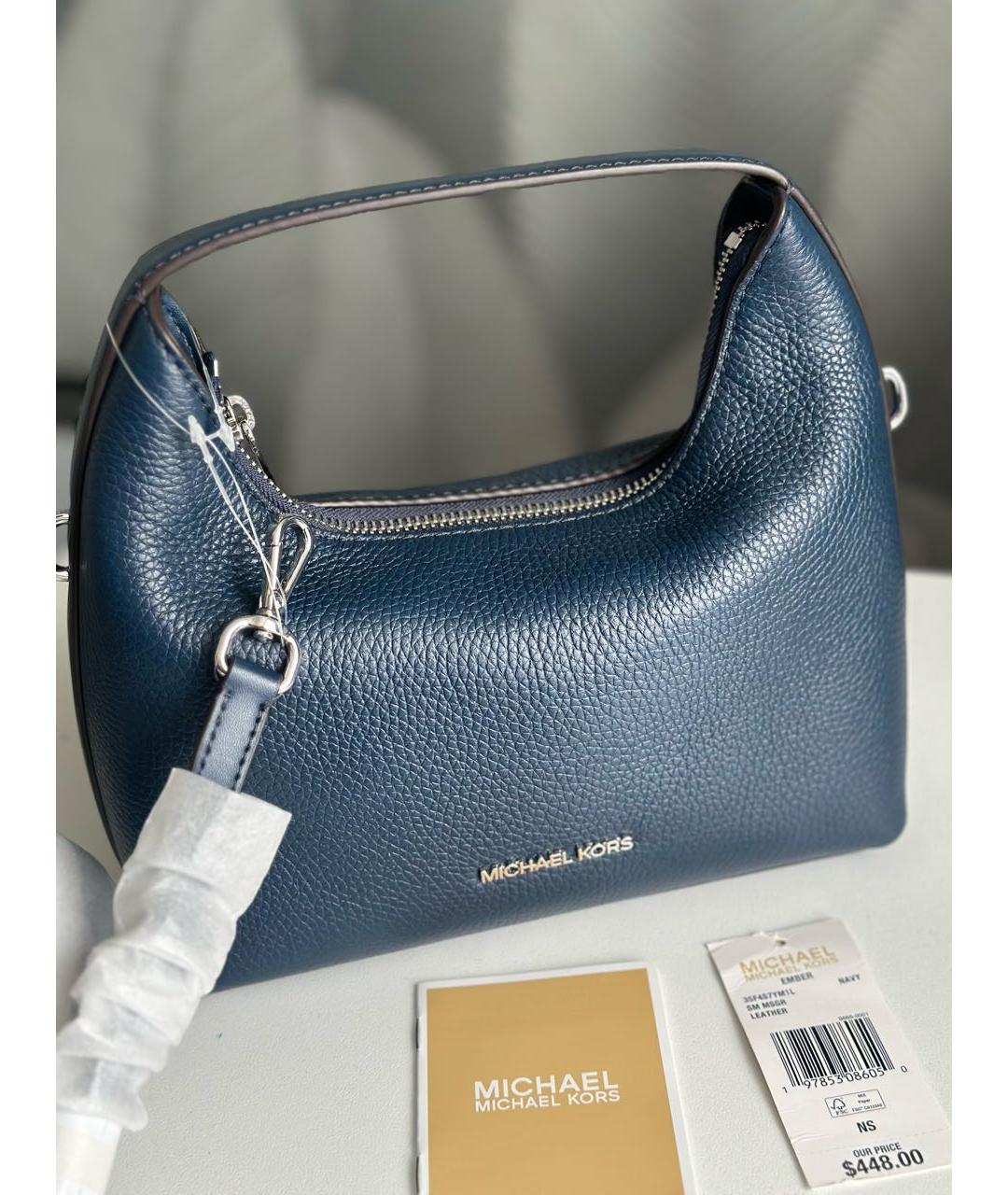 MICHAEL KORS Темно-синяя кожаная сумка через плечо, фото 2