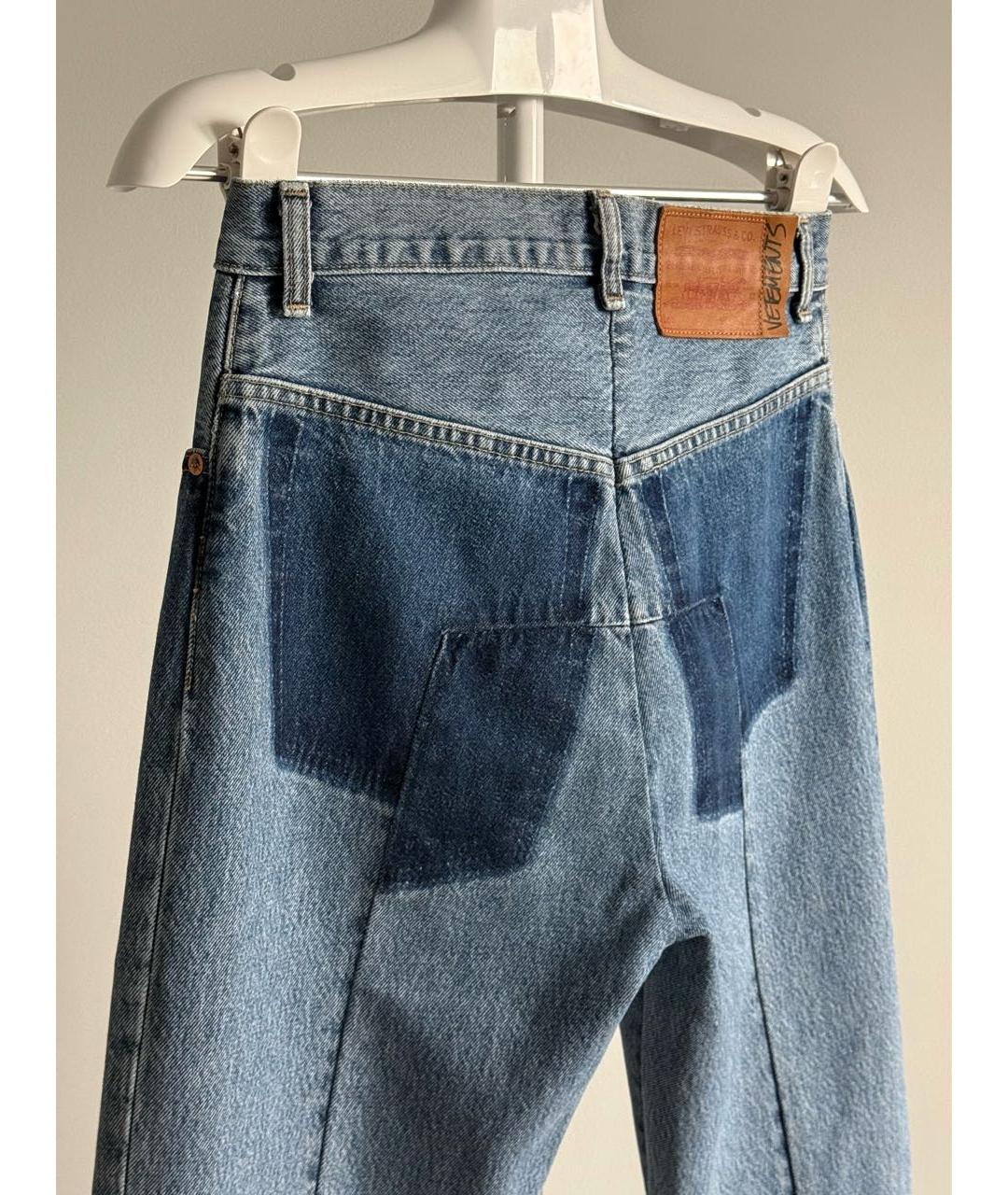 VETEMENTS Синие хлопковые джинсы слим, фото 7