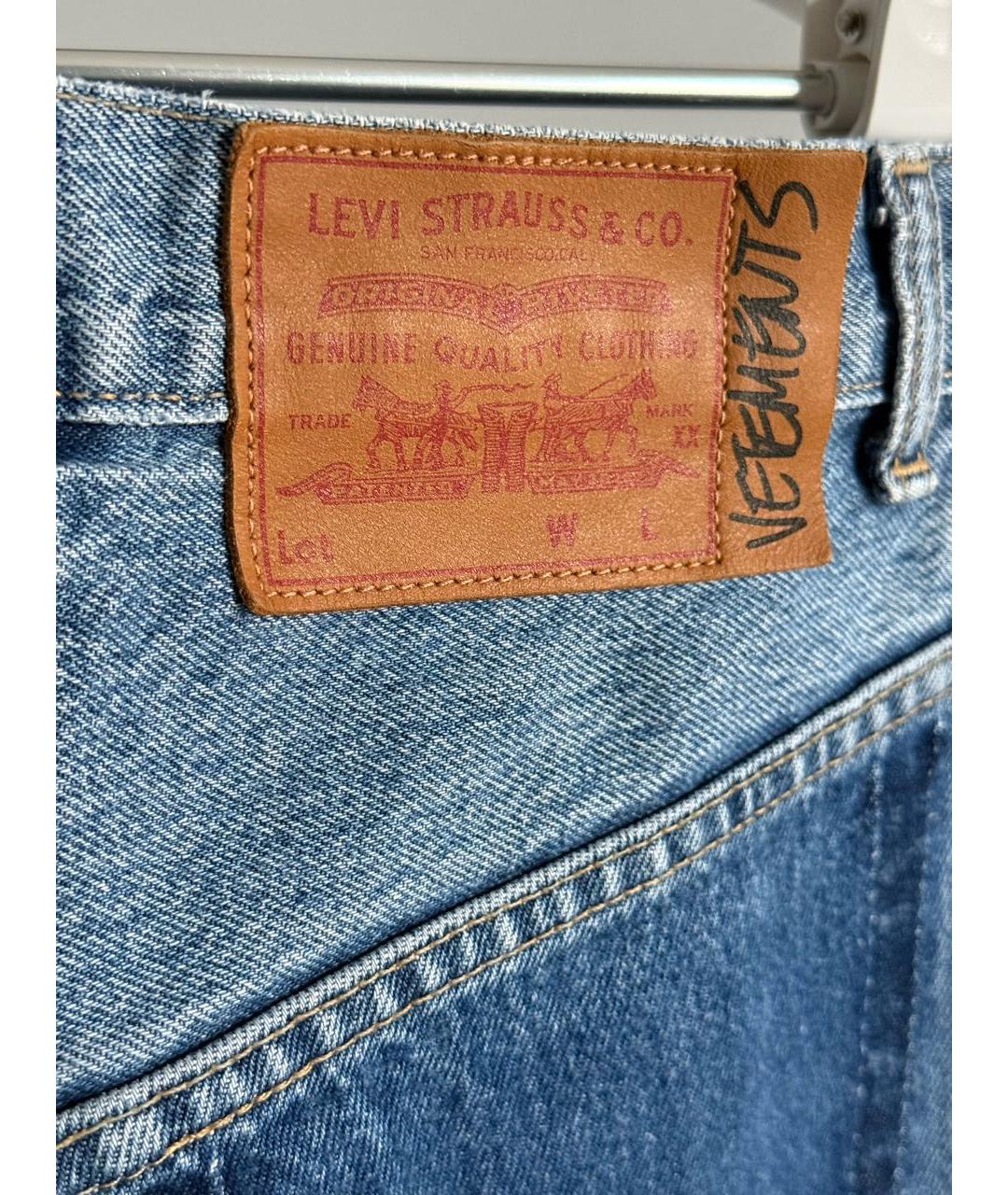 VETEMENTS Синие хлопковые джинсы слим, фото 8