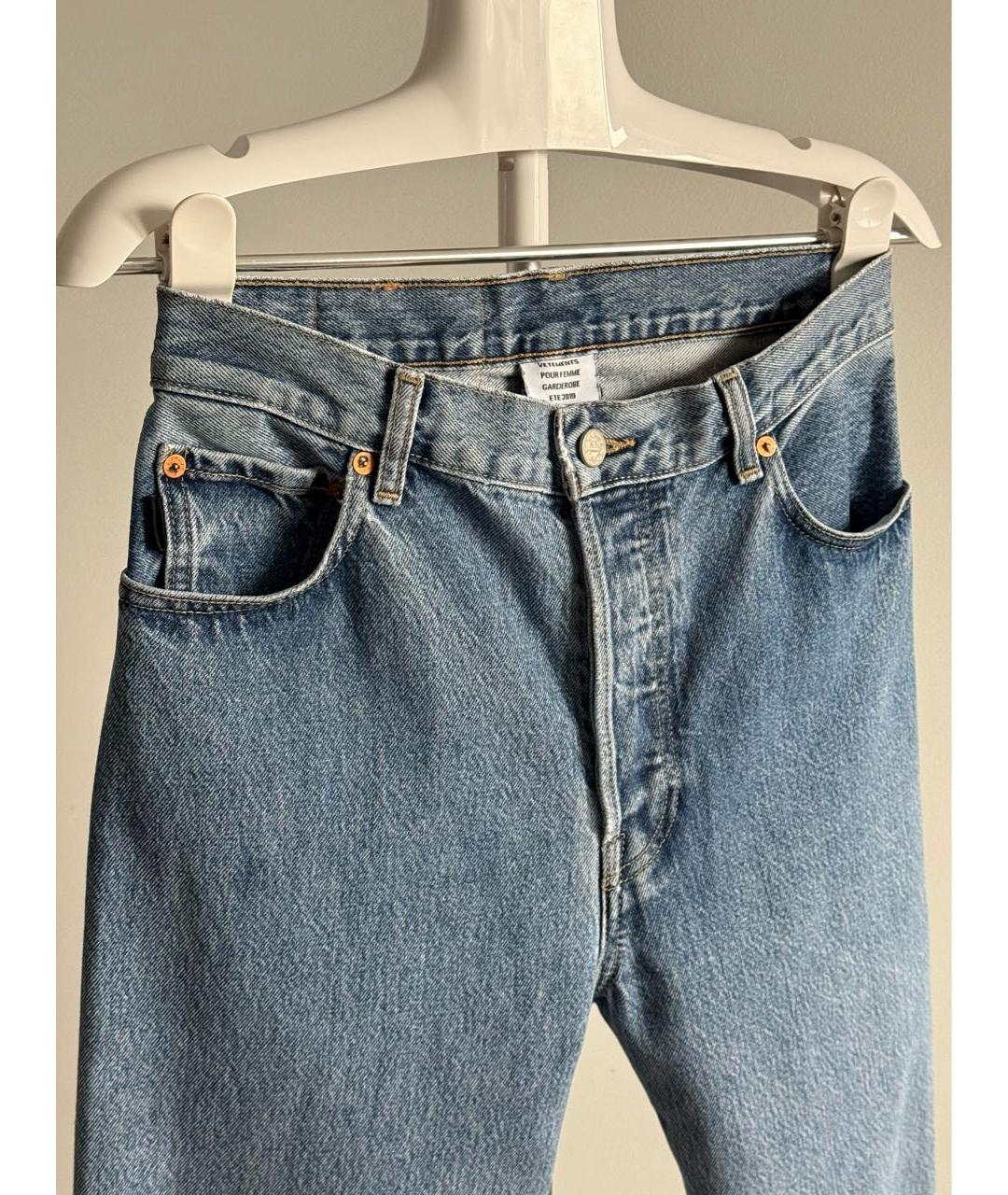 VETEMENTS Синие хлопковые джинсы слим, фото 3
