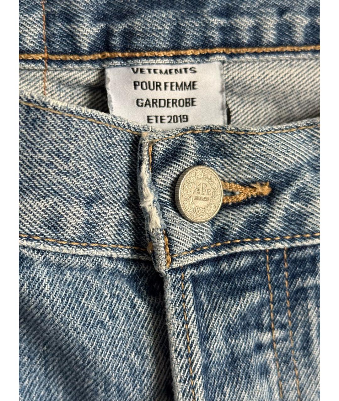 VETEMENTS Синие хлопковые джинсы слим, фото 4
