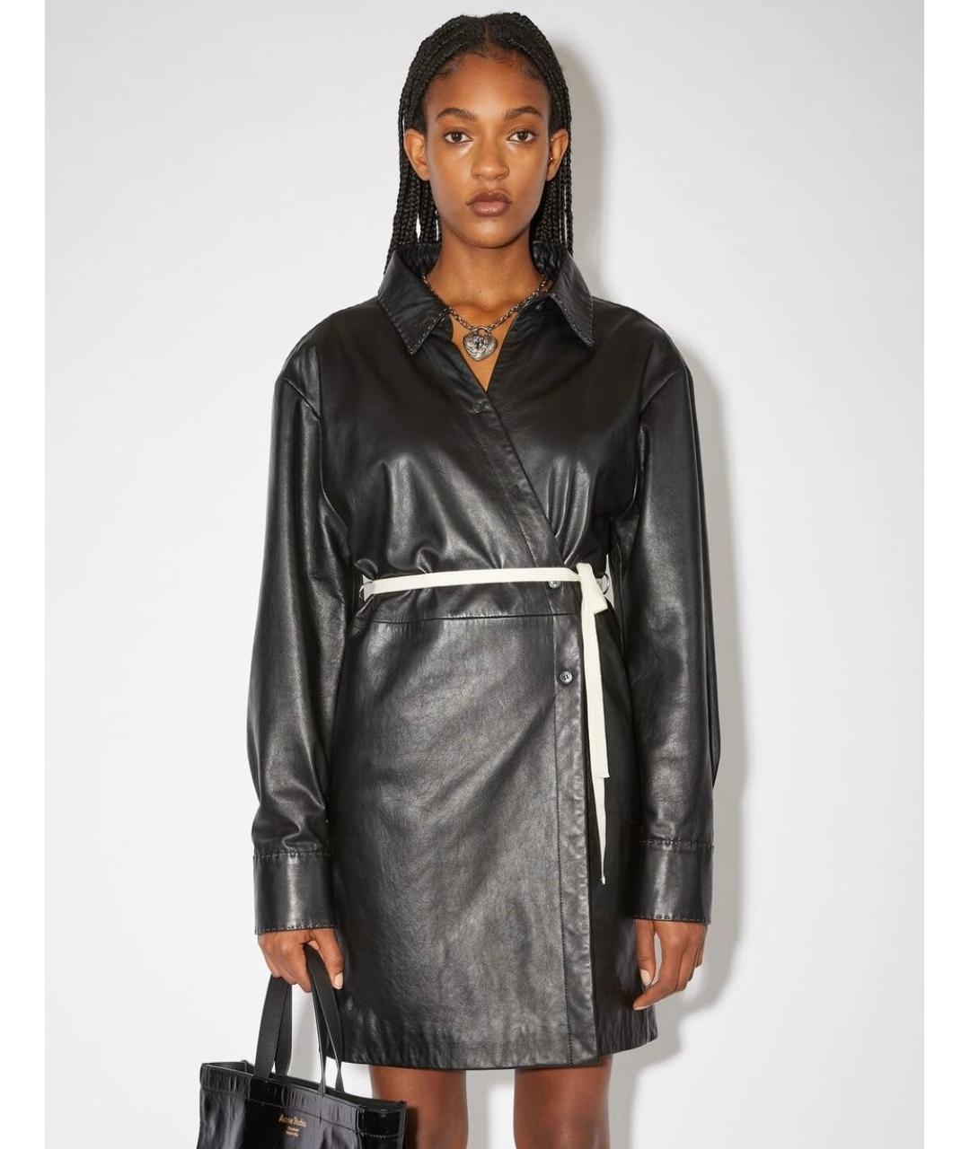 ACNE STUDIOS Черное кожаное повседневное платье, фото 6