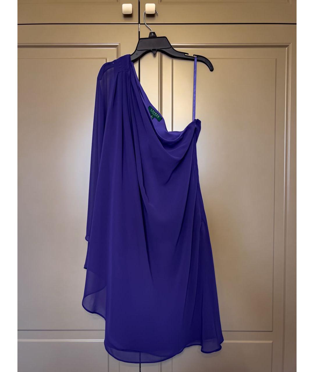 RALPH LAUREN Фиолетовое полиэстеровое коктейльное платье, фото 4